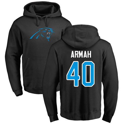 Carolina Panthers Men Black Alex Armah Name and Number Logo NFL Football #40 Pullover Hoodie Sweatshirts